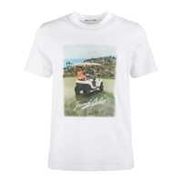 Tricouri Jacob Cohen White Crewneck T-Shirt With Golf Print Barbati