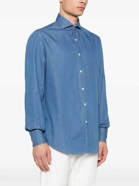 Camasi Brunello Cucinelli Brunello Cucinelli Denim Cotton Shirt BLUE Barbati (BM 17000307) 3