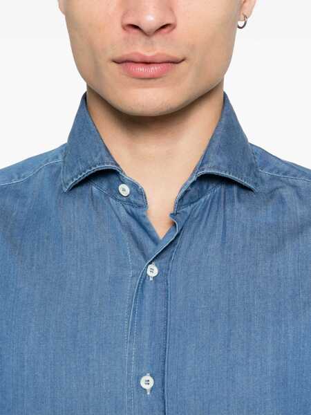 Camasi Brunello Cucinelli Brunello Cucinelli Denim Cotton Shirt BLUE Barbati (BM 17000307) 5