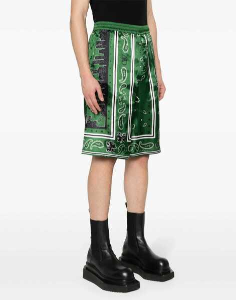 Pantaloni scurti Off-White Bandana Printed Shorts Green Barbati (BM 17004595) 3