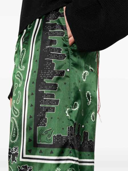 Pantaloni scurti Off-White Bandana Printed Shorts Green Barbati (BM 17004595) 5