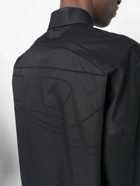Camasi casual Diesel Cotton S-Limo Shirt With Spread Collar Black Barbati (BM 17004640) 5