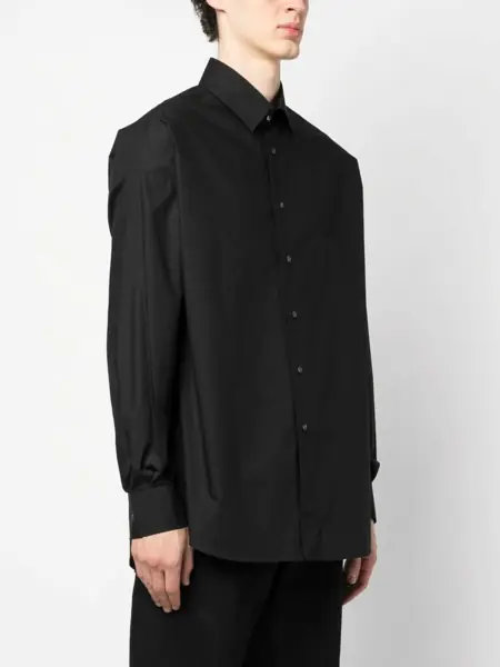 Camasi elegante Diesel Cotton Poplin S-Doubly-Plain Shirt With Tone On Tone Embroid Black Barbati (BM 17004646) 3