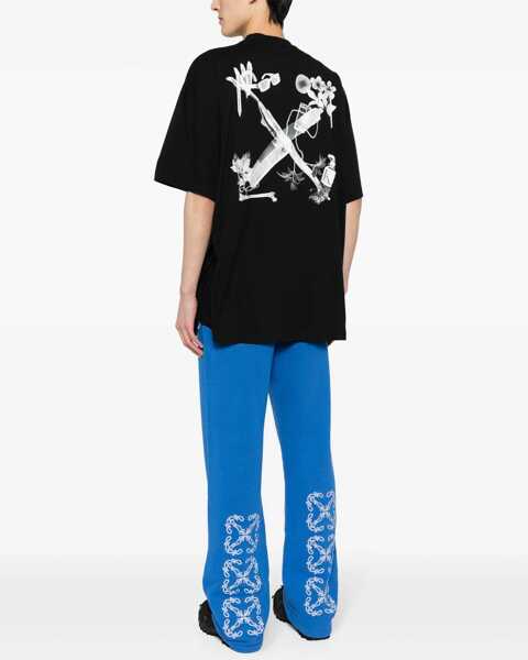 Pantaloni de trening Off-White Brushed Cotton Joggers With Bandana Embroidery Blue Barbati (BM 17004673) 2