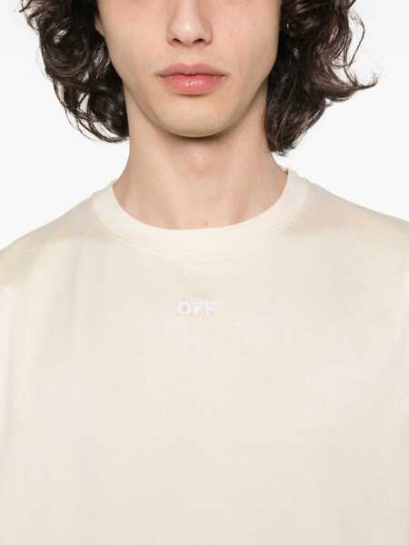 Tricouri Off-White Embroidered Arrow Slim-Fit T-Shirt Beige Barbati (BM 17004679) 5