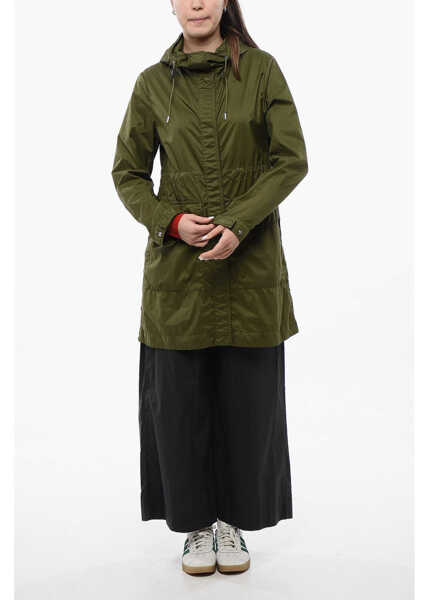 Jachete Woolrich Solid Color Channel Windbreaker Jacket With Hood Green Femei (BM 17004811) 4