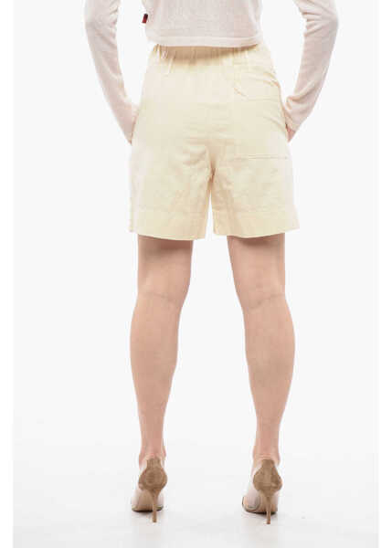 Pantaloni scurti Woolrich Linen Blend Shorts With Elastic Waistband Beige Femei (BM 17004814) 2