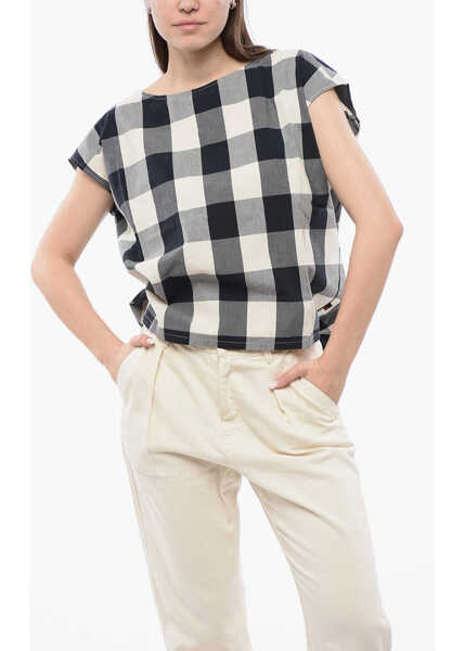 Bluze Woolrich Gingham Cotton Sleeveless Blouse With Drawstringed Bottom White Femei (BM 17004817) 1