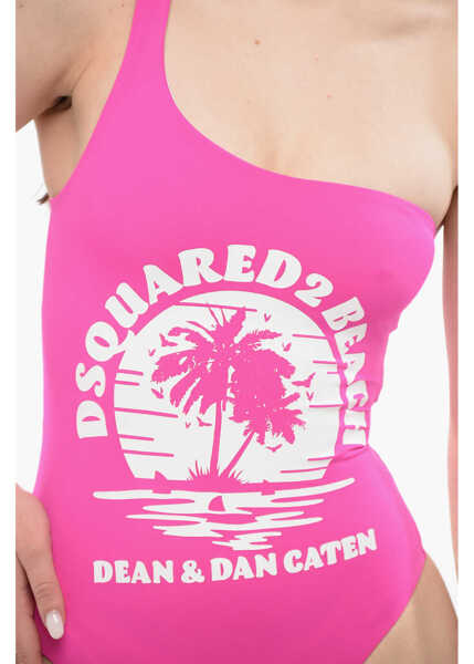 Costume de baie intregi DSQUARED2 Printed One-Piece One Shoulder Swimsuit Pink Femei (BM 17004847) 3