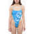 DSQUARED2 Icon Open Back One-Piece Swimsuit Blue