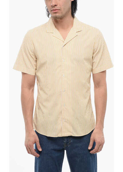 Camasi casual CORNELIANI Cc Collection Awning Striped Cotton Bowling Shirt White Barbati (BM 17004970) 1