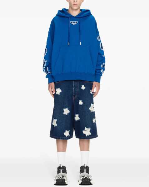 Bluze de trening Off-White Embroidered Brushed Cotton Bandana Arrow Hoodie Blue Barbati (BM 17005036) 2