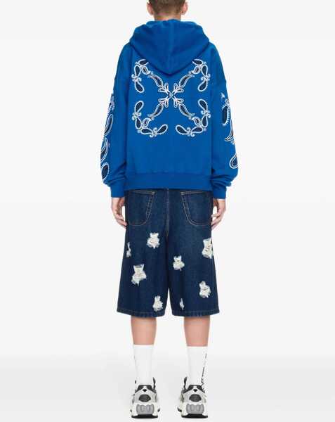 Bluze de trening Off-White Embroidered Brushed Cotton Bandana Arrow Hoodie Blue Barbati (BM 17005036) 4
