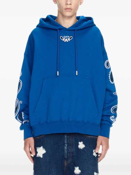 Bluze de trening Off-White Embroidered Brushed Cotton Bandana Arrow Hoodie Blue Barbati (BM 17005036) 5