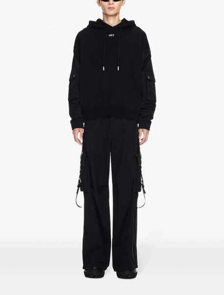 Bluze de trening Off-White Brushed Cotton Hoodie With Bomber Sleeves Black Barbati (BM 17005045) 2
