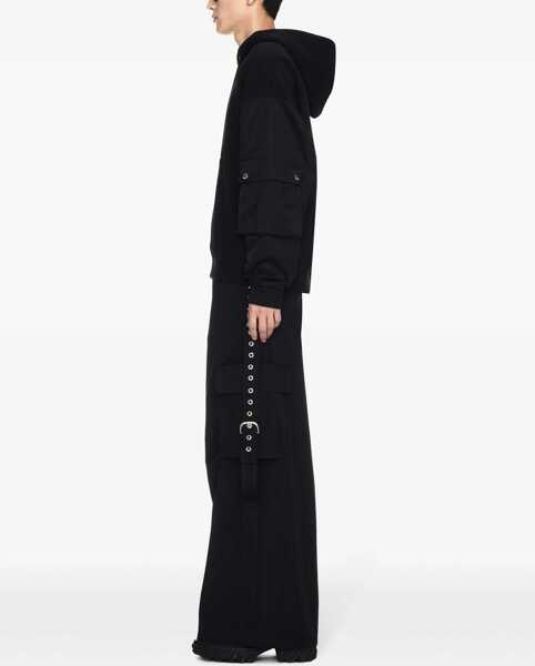 Bluze de trening Off-White Brushed Cotton Hoodie With Bomber Sleeves Black Barbati (BM 17005045) 3