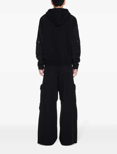 Bluze de trening Off-White Brushed Cotton Hoodie With Bomber Sleeves Black Barbati (BM 17005045) 4