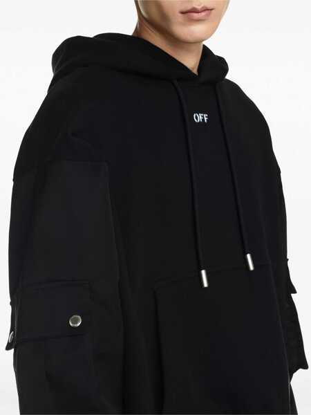 Bluze de trening Off-White Brushed Cotton Hoodie With Bomber Sleeves Black Barbati (BM 17005045) 5