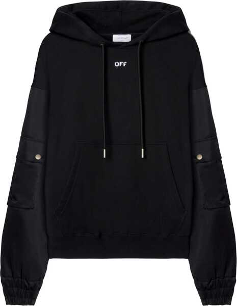 Bluze de trening Off-White Brushed Cotton Hoodie With Bomber Sleeves Black Barbati (BM 17005045) 1