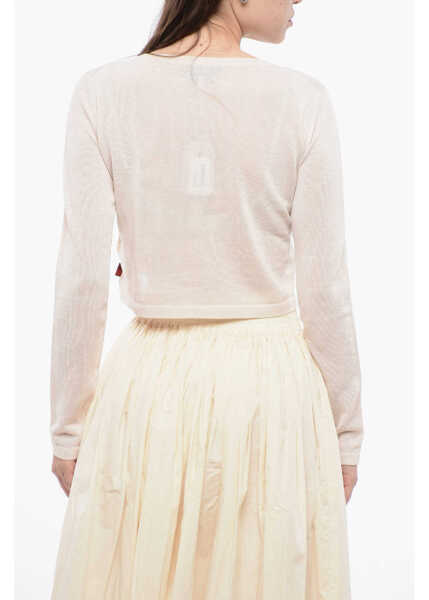 Pulovere Woolrich Crew Neck Viscose Blend Crop Sweater Beige Femei (BM 17005405) 2