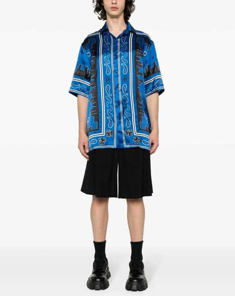 Camasi casual Off-White Bandana Motif Bowling Shirt Blue Barbati (BM 17005423) 2