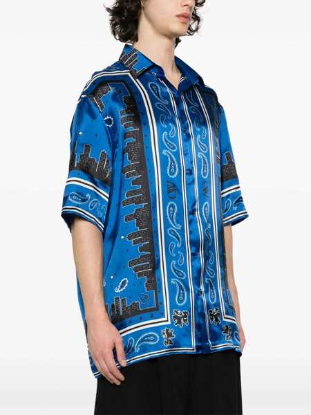Camasi casual Off-White Bandana Motif Bowling Shirt Blue Barbati (BM 17005423) 3