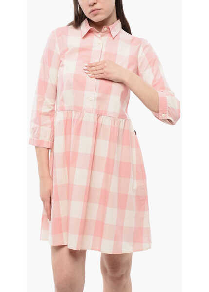 Rochii scurte Woolrich Checkered Long Sleeved Dress White Femei (BM 17006239) 4