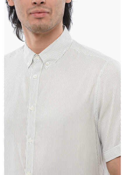 Camasi casual Off-White Awning Striped Buttons Down Shirt Black & White Barbati (BM 17006287) 3