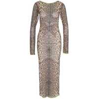 Rochii lungi Tulle maxi dress with animal print Femei