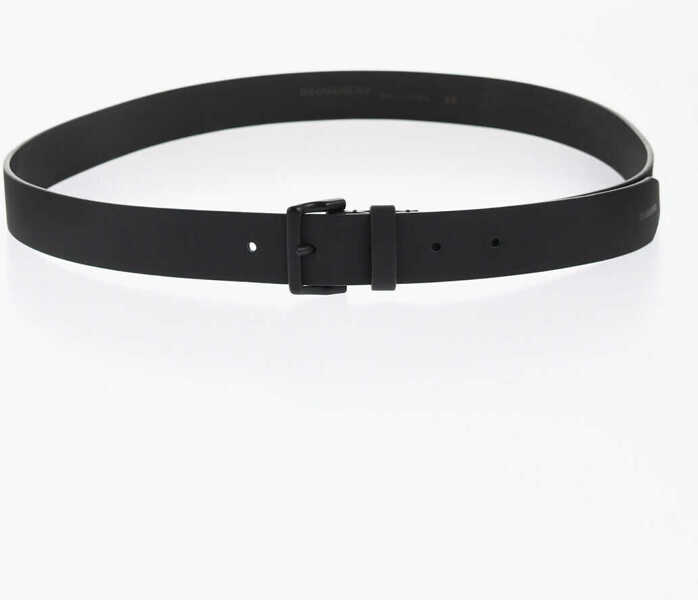 Curele DSQUARED2 Solid Color Leather Belt 30Mm Black Barbati (BM 17012908) 2