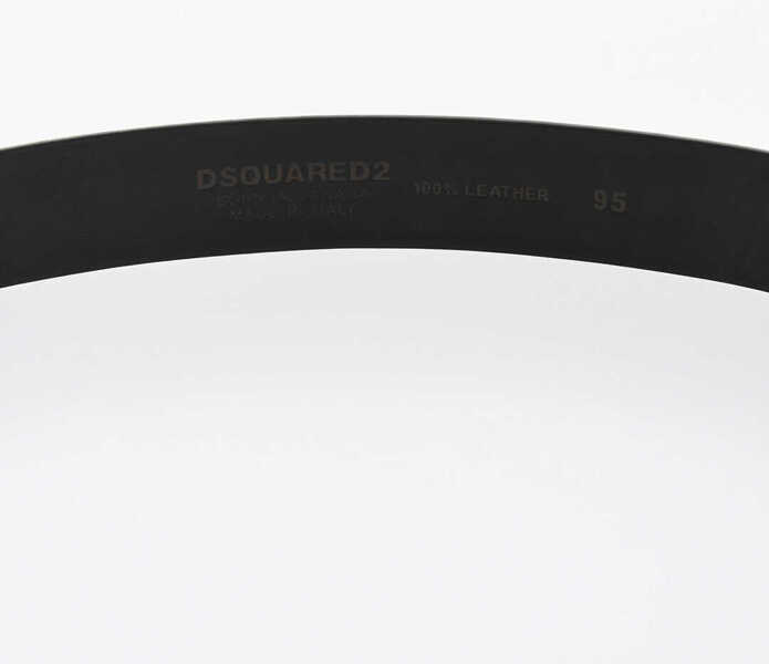 Curele DSQUARED2 Solid Color Leather Belt 30Mm Black Barbati (BM 17012908) 3