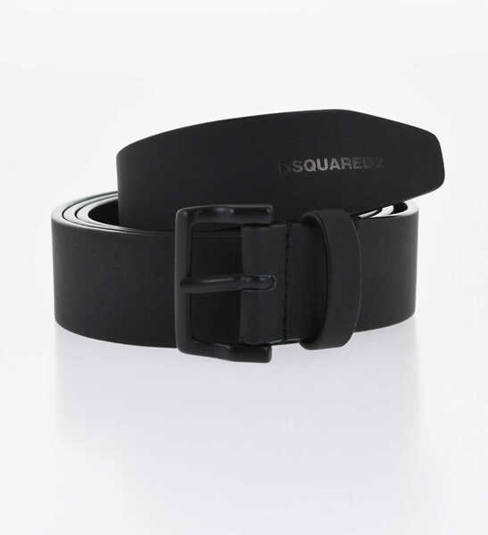 Curele DSQUARED2 Solid Color Leather Belt 30Mm Black Barbati (BM 17012908) 1