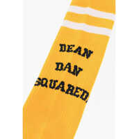 Sosete pentru Barbati - Sosete DSQUARED2 Cotton Blend Long Socks With Contrasting Details Yellow Barbati (BM 17012914) - B-mall.ro