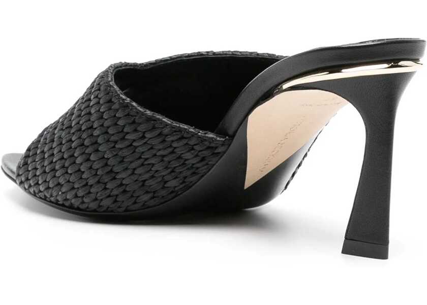 Sandale cu toc Victoria Beckham Raffia Avon Mules With Golden Detail 7,5Cm Black Femei (BM 17013067) 3