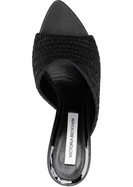 Sandale cu toc Victoria Beckham Raffia Avon Mules With Golden Detail 7,5Cm Black Femei (BM 17013067) 4
