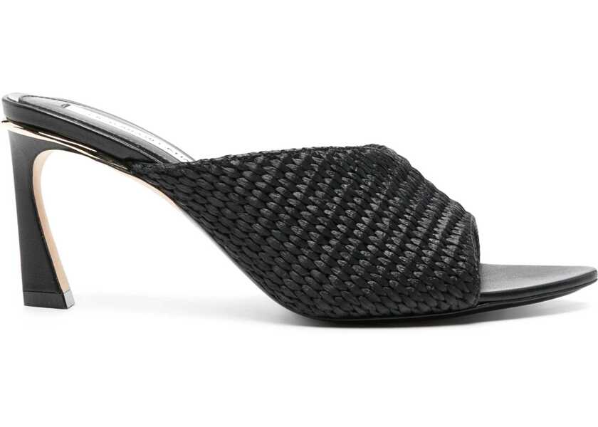 Sandale cu toc Victoria Beckham Raffia Avon Mules With Golden Detail 7,5Cm Black Femei (BM 17013067) 1