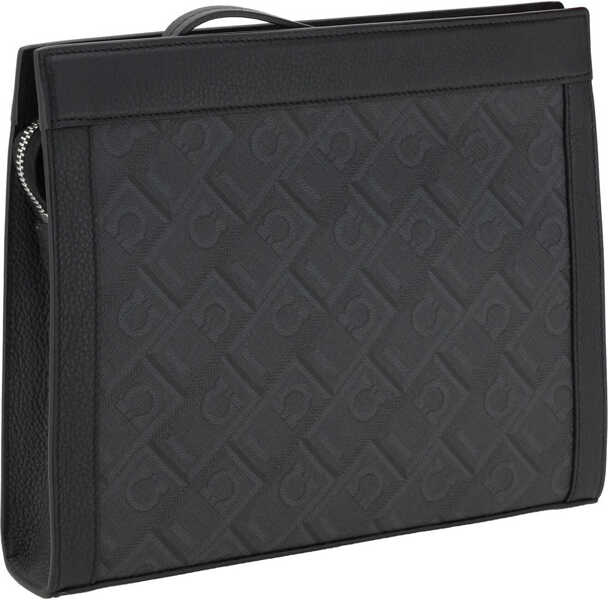 Genti de mana Ferragamo Gancini pattern Pouch NERO/GRIGIO Barbati (BM 17013295) 3