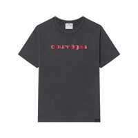 Tricouri Courrèges T-Shirt In Grey Cotton With Red Logo Barbati