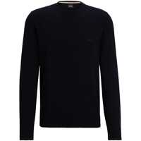 Pulovere Boss Cotton Knitshirt In Dark Blue Barbati