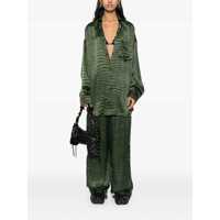 Pantaloni casual Balenciaga Dama - Pantaloni casual Balenciaga Balenciaga Printed Silk Pajama Pants GREEN Femei (BM 17016465) - B-mall.ro