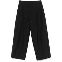 Pantaloni Black Pants With Elastic Drawstring In Wool Blend Man Barbati