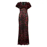 Rochii Mar De Margaritas Black Long Dress With Chierries Print Femei