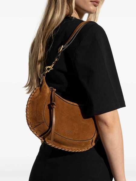 Genti de umar Isabel Marant Oskan Moon Brown Crossbody Bag With Front Logo Print In Suede Woman BROWN Femei (BM 17020473) 2