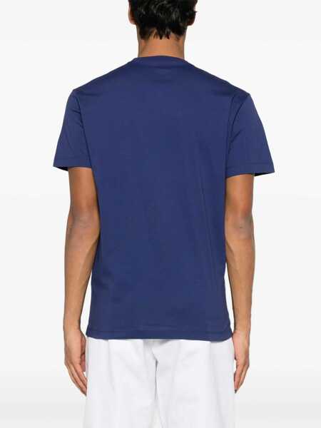 Tricouri DSQUARED2 Blue Crewneck T-Shirt With Logo Print On The Front In Cotton Man BLUE Barbati (BM 17020944) 3