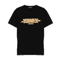 Tricouri Black Crewneck T-Shirt With Logo Print On The Front In Cotton Man Barbati
