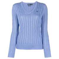 Tricouri Polo Polo Ralph Lauren Lavender V-Neck Sweater With Logo Femei