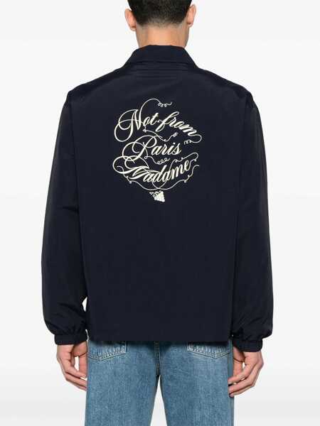 Jachete DRLE DE MONSIEUR Vignes Slogan Print Jacket BLUE Barbati (BM 17031067) 4