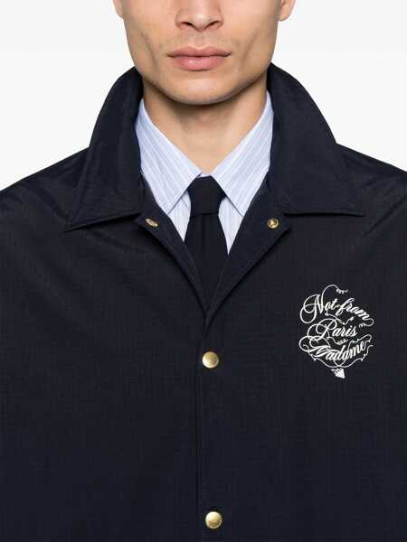 Jachete DRLE DE MONSIEUR Vignes Slogan Print Jacket BLUE Barbati (BM 17031067) 5