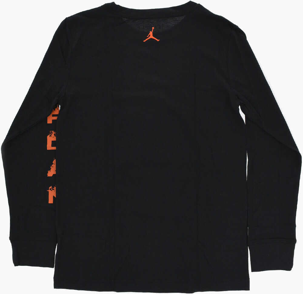 Tricouri Nike Air Jordan Long Sleeved Crew-Neck T-Shirt With Front Print Black Baieti (BM 17032006) 3