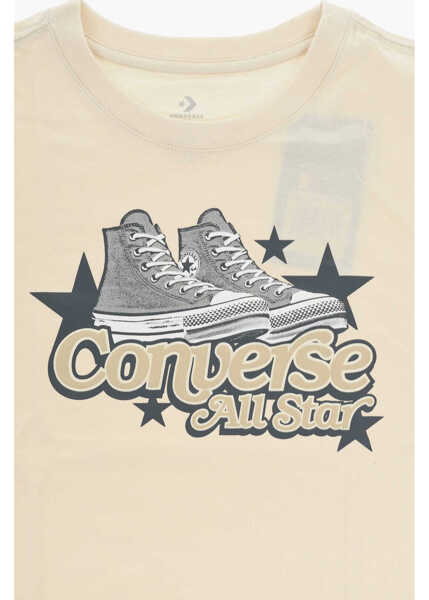 Tricouri Converse All Star Cotton Blend Crew-Neck T-Shirt With Embossed Logo Beige Baieti (BM 17032036) 2